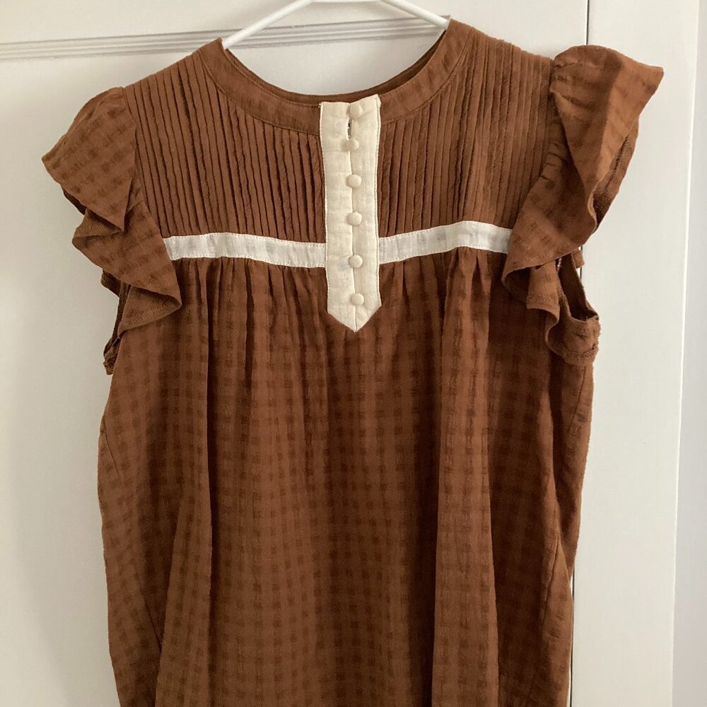 Bohme Puff-Sleeve Brown Blouse (Small)